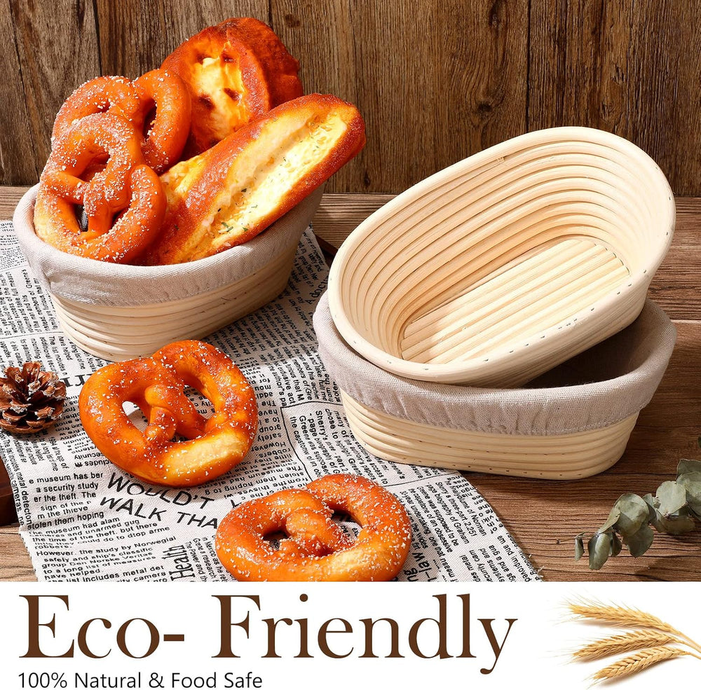 Eboot 4 Pack Bread Proofing Basket, 8 Inch Oval Banneton with Liner