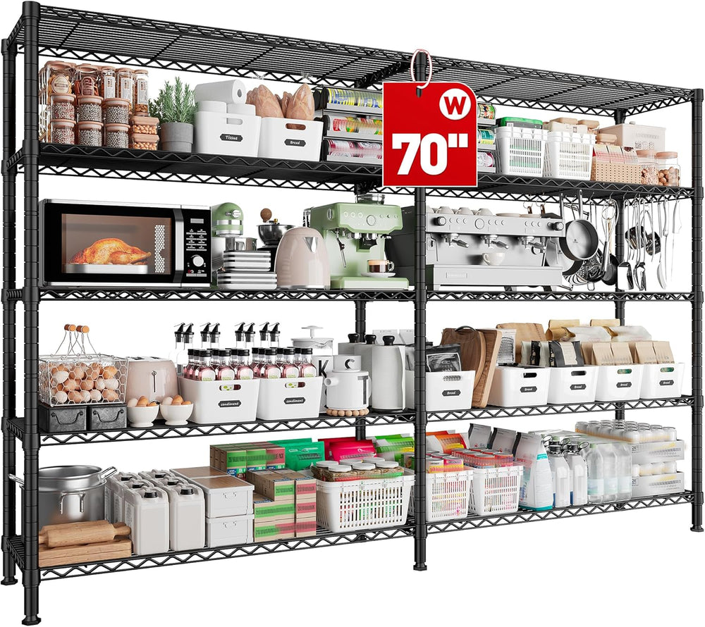 REIBII 70"W Storage Shelves, 1600LBS Heavy Duty & L/H Shaped, for Ga...