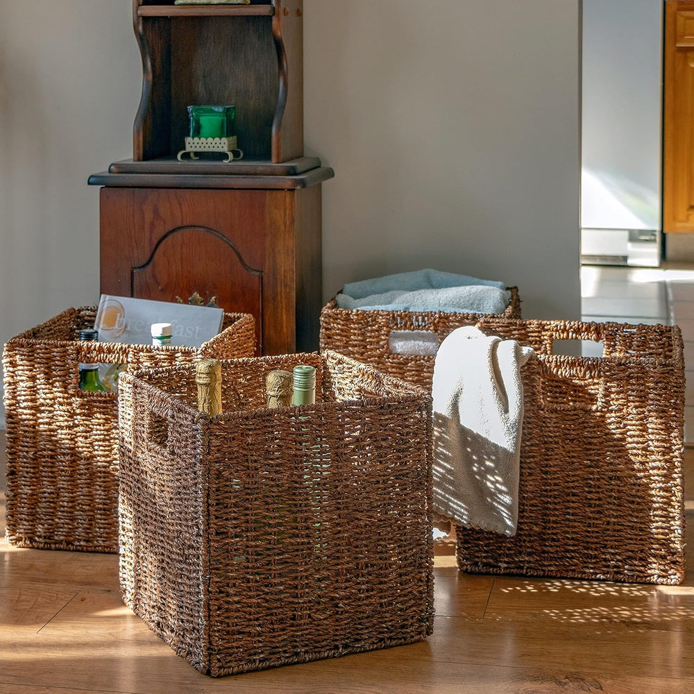 Foldable Storage Basket with Iron Wire Frame By Trademark Innovations (Set of 4)