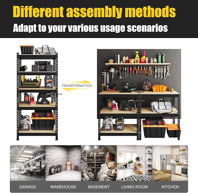 PrimeZone Storage Shelves 5 Tier Adjustable Garage Storage Shelving, Heavy Duty