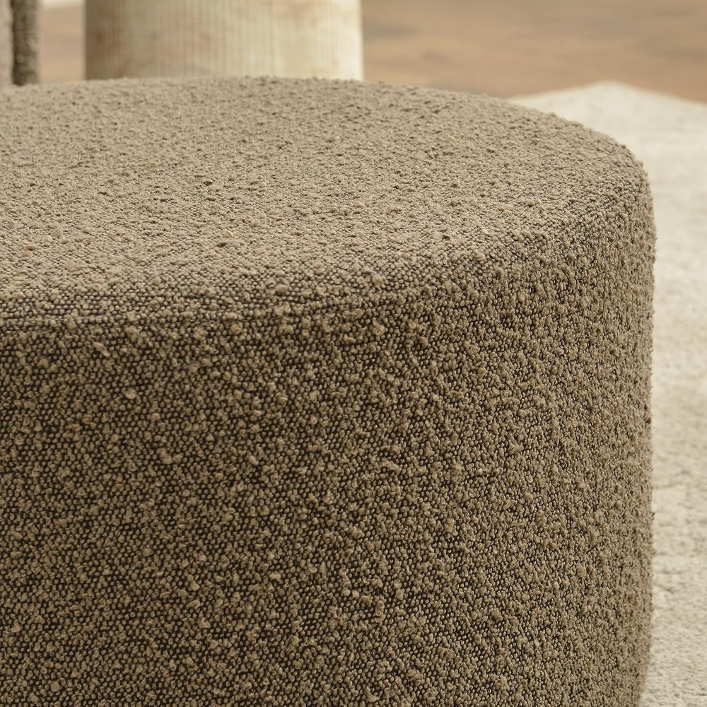 KINWELL Modern Round Boucle Ottoman Set of 2 (24" D x 24" W x 13&qu...