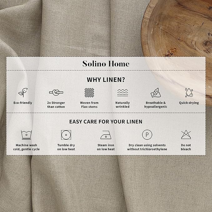 Solino Home Linen Cinnamon Tablecloth 52 x 52 Inch - 100% Pure Linen Square T...