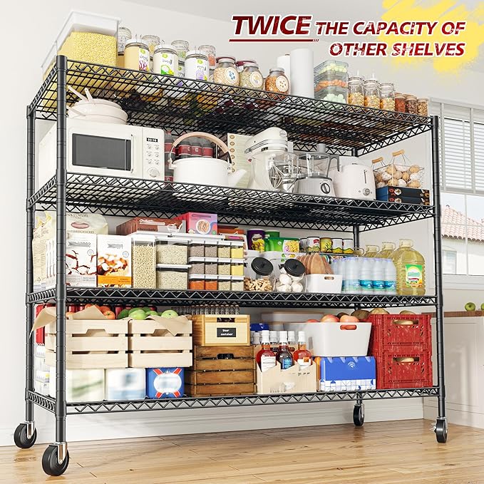 REIBII 55.5''W Storage Shelves 2500LBS Wire Shelving Rack (2PCS)