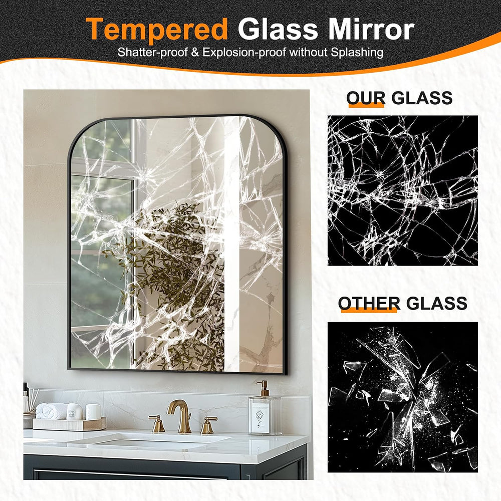 36"x30" Black Metal Framed Bathroom Mirror for Over Sink