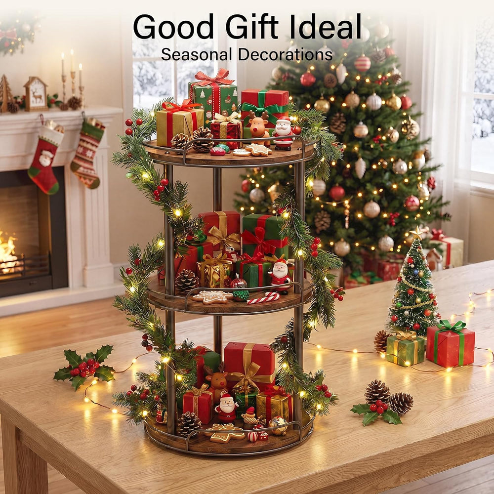 3-Tier Lazy Susan Spice Rack, 12'' Rotating Turntable for Cabinet