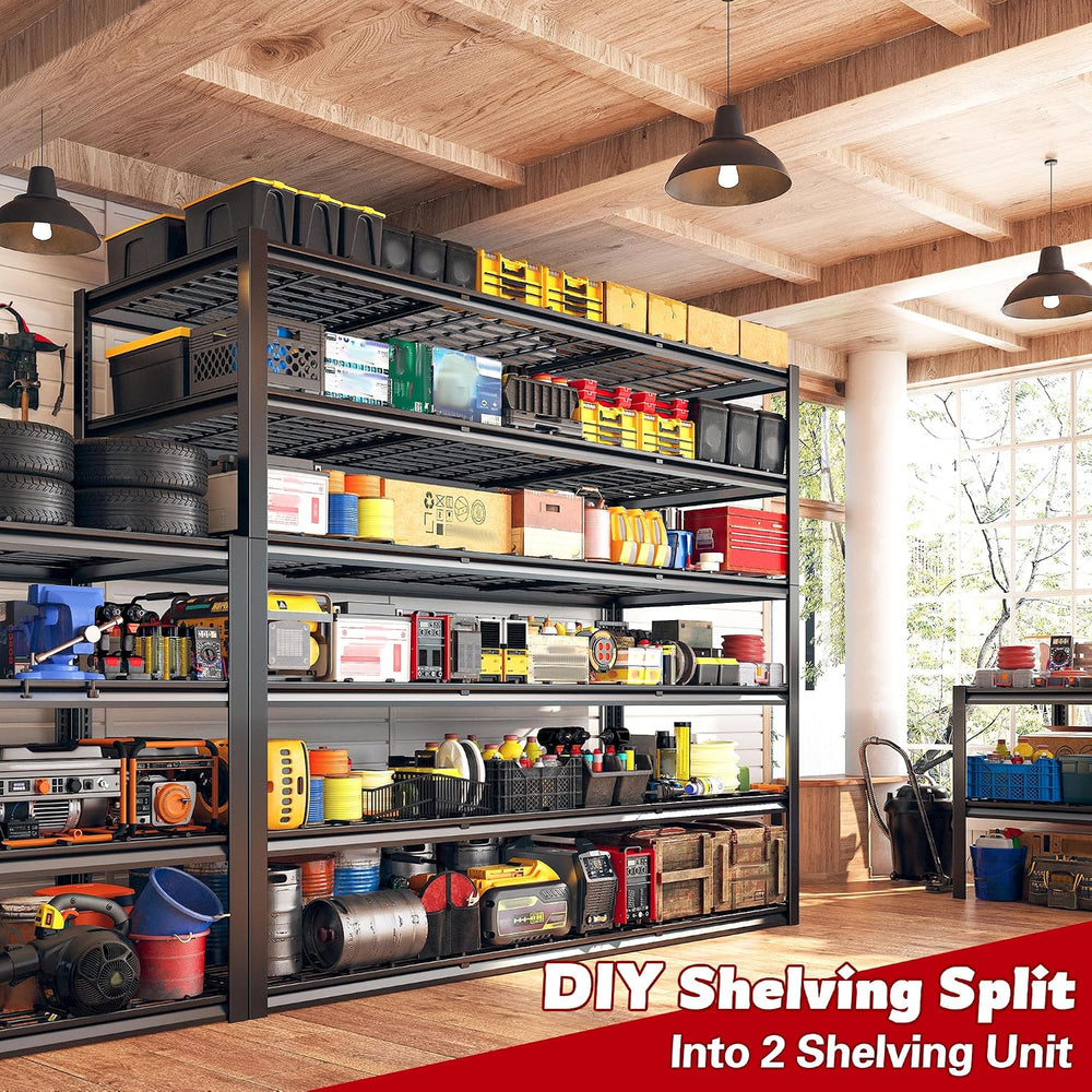REIBII 60" W Heavy Duty Garage Shelving,6 Tier Metal Shelving Units
