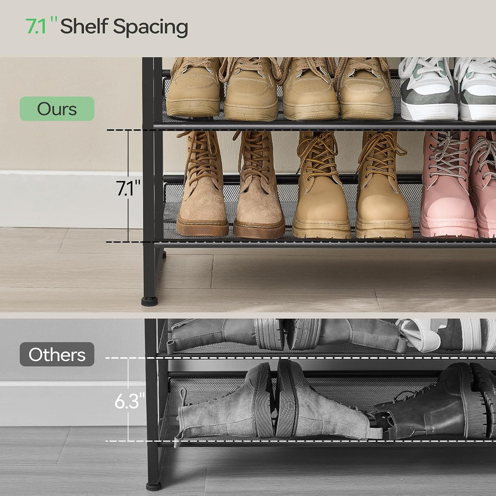 Nunsino Shoe Rack, Long Shoe Organizer,Max Holds 75 Pairs,12 Tier Metal Shoe ...