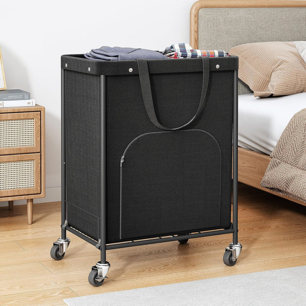 170L Large Laundry Basket with Wheels, Rolling Laundry Hamper Easy Access Clo...