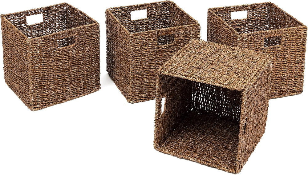 Foldable Storage Basket with Iron Wire Frame By Trademark Innovations (Set of 4)