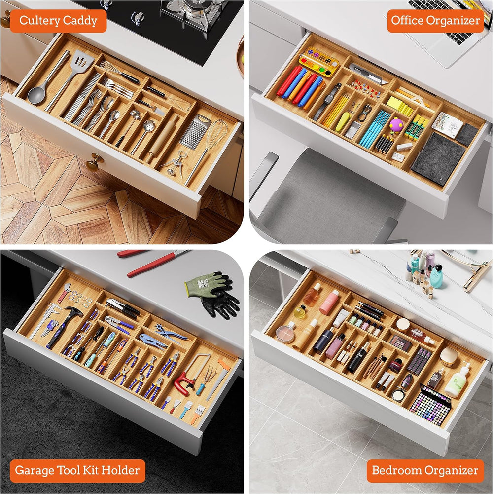 Silverware Organizer Large, Magnetic Connected Expandable 13 Slots Silverware...