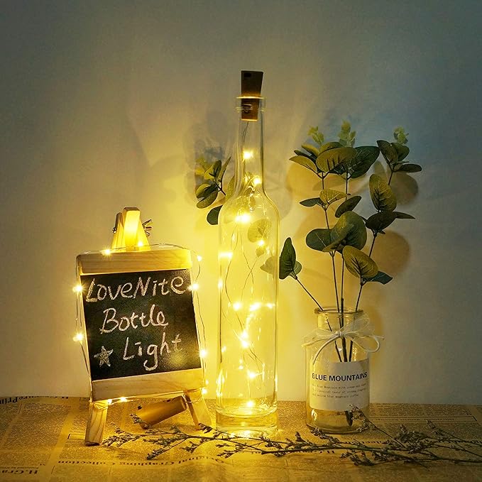 Wine Bottle Lights with Cork, Battery Operated 30 Pack 20 LED Cork Shape Silv...