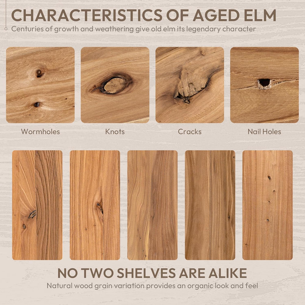 Marsmiles 40 inch Floating Shelves for Wall Elm Wood Live Edge Shelves Wall M...