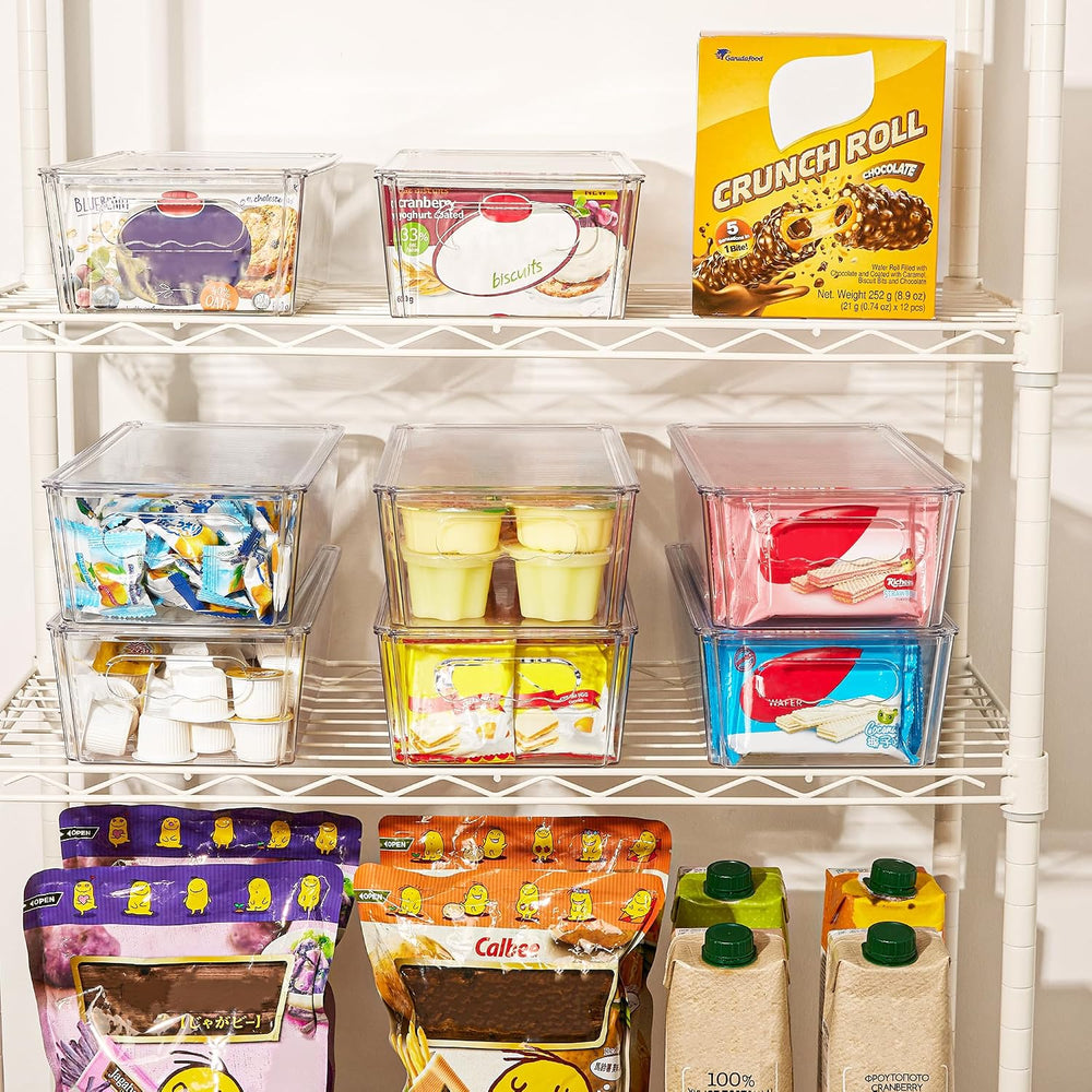 Vtopmart 12pcs Clear Stackable Storage Bins with Lids