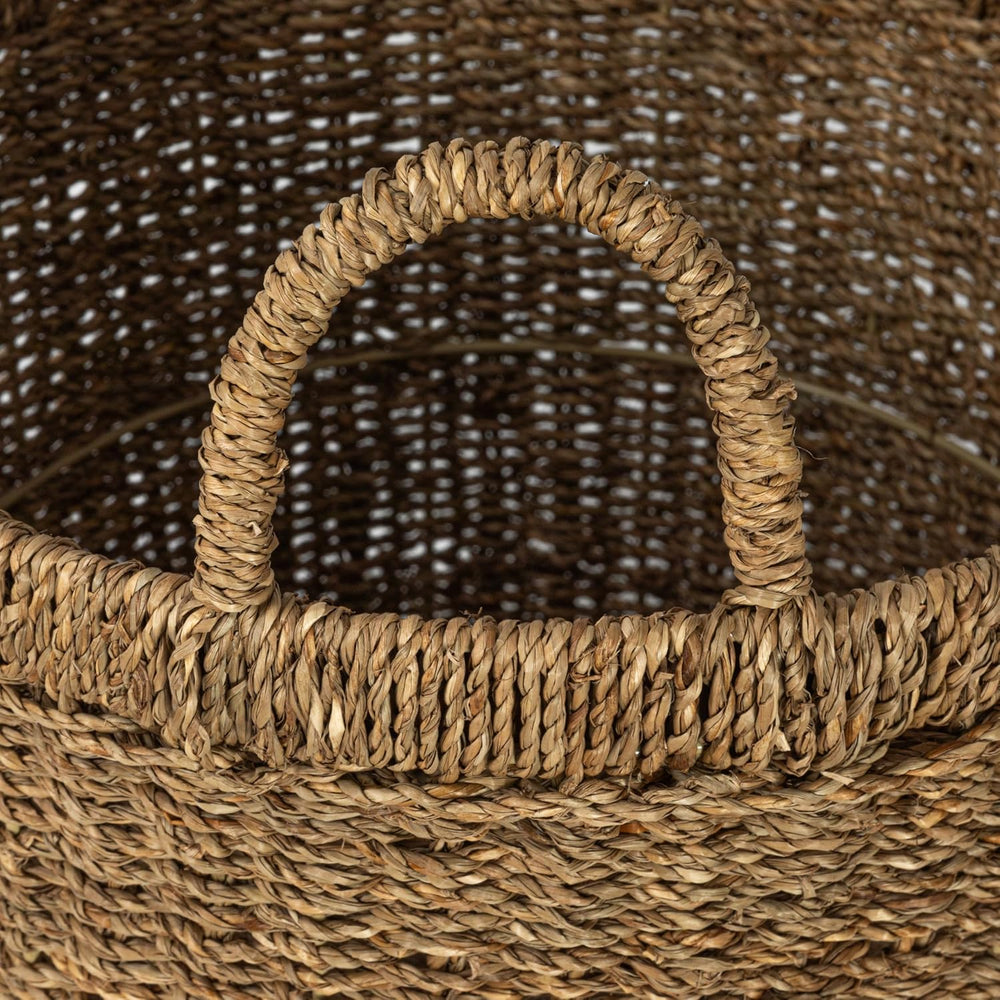 Household Essentials Round Seagrass Basket with Handles, Natural