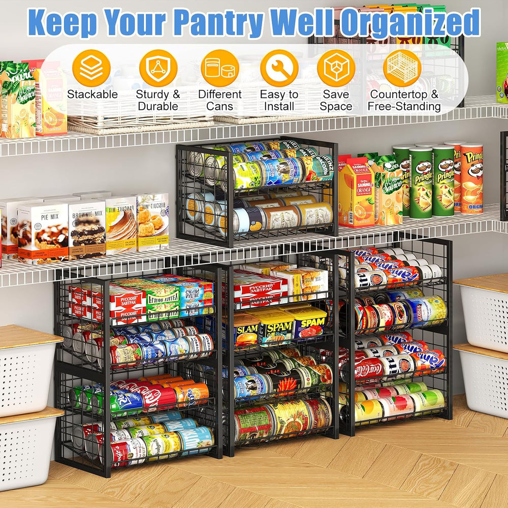 X-cosrack 2-Tier Stackable Can Organizer for Pantry, 3 Packs Adjustable Pantr...