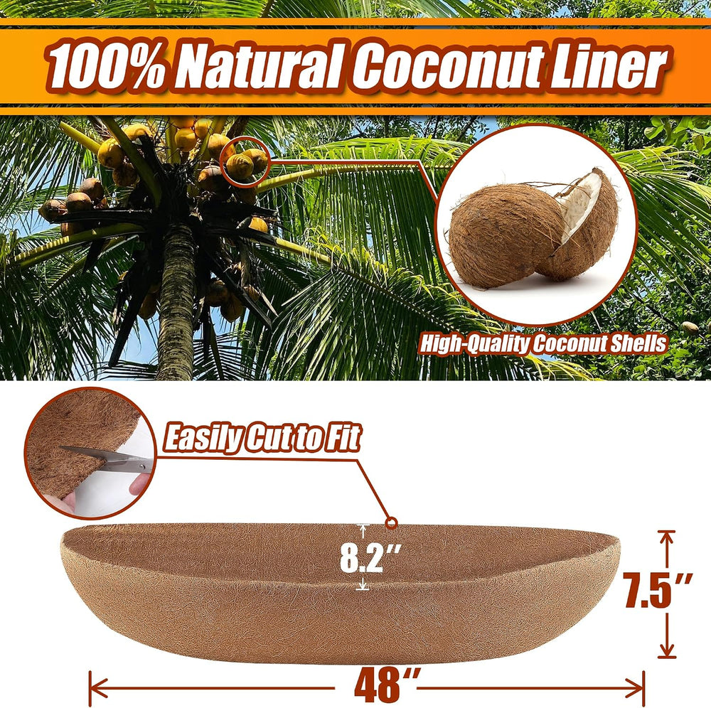 Sinimaka Coco Liners for Planters 48 Inch, 2 Pack Trough Window Box Liners, C...