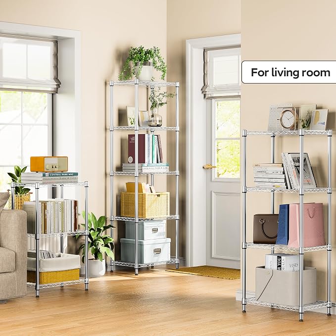 5 Tiers Shelf Metal Storage Shelves Wire Rack Closet Organizers