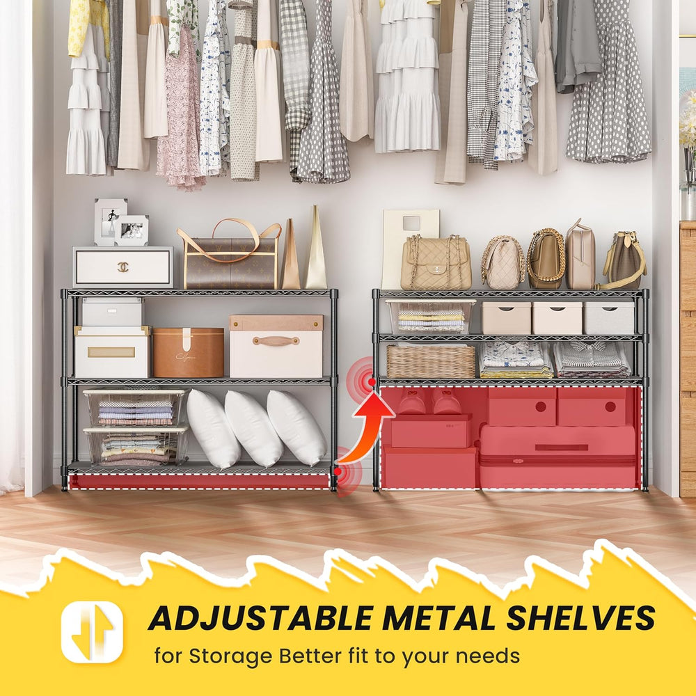 3-Shelf Adjustable Storage Shelves 35.1" W x 14" D x 36" H Met...