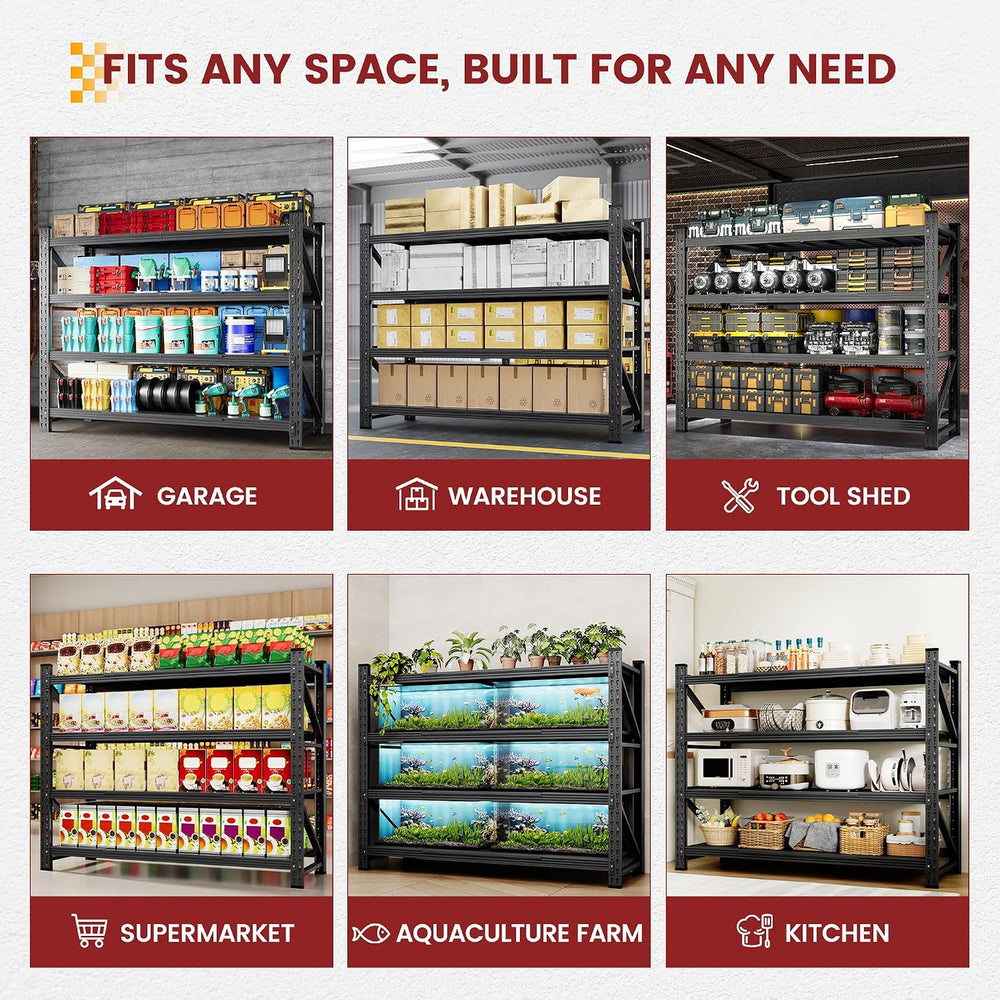 60" Wide Storage Shelves, 5000LBS Garage Shelving Heavy Duty, Standing S...