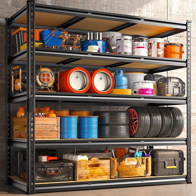 REIBII 48" W Garage Shelving Heavy Duty, 3000LBS Storage Shelves, 5-Tier