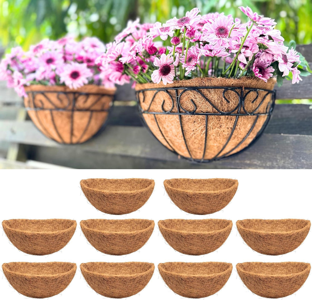 LaLaGreen 12" (10 Pack, Half Round) Coco Liners for Hanging Basket – Bul...
