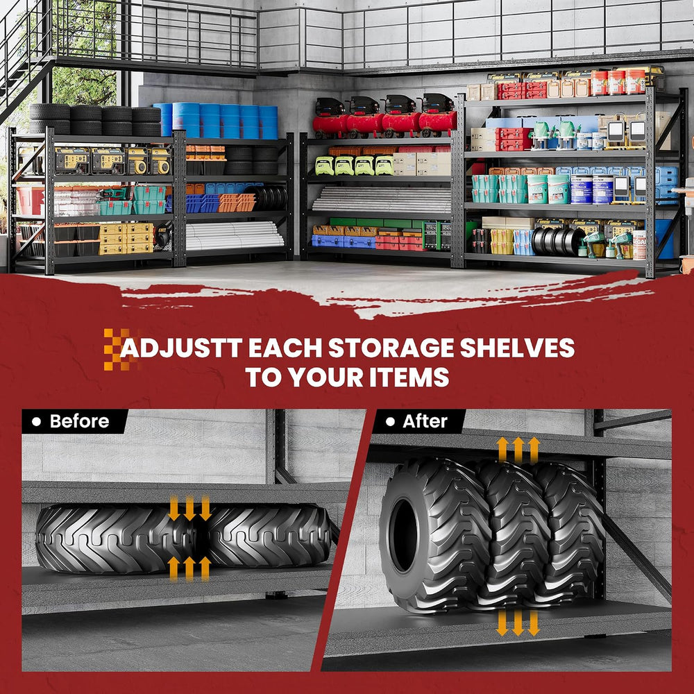 79" Wide Metal Garage Shelves, 7000LBS Storage Shelving Heavy Duty, Stan...