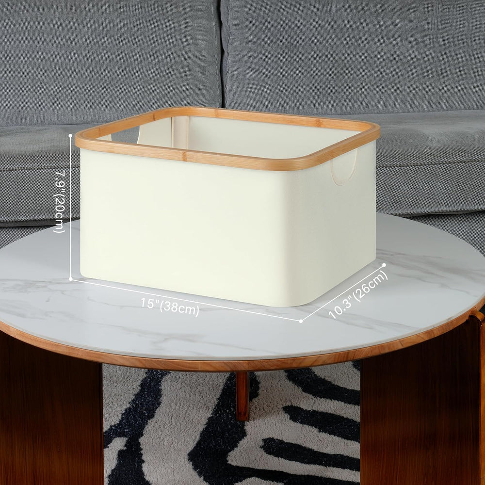 efluky Storage Baskets for Organizing, Fabric Storage Bins with Bamboo Handle...