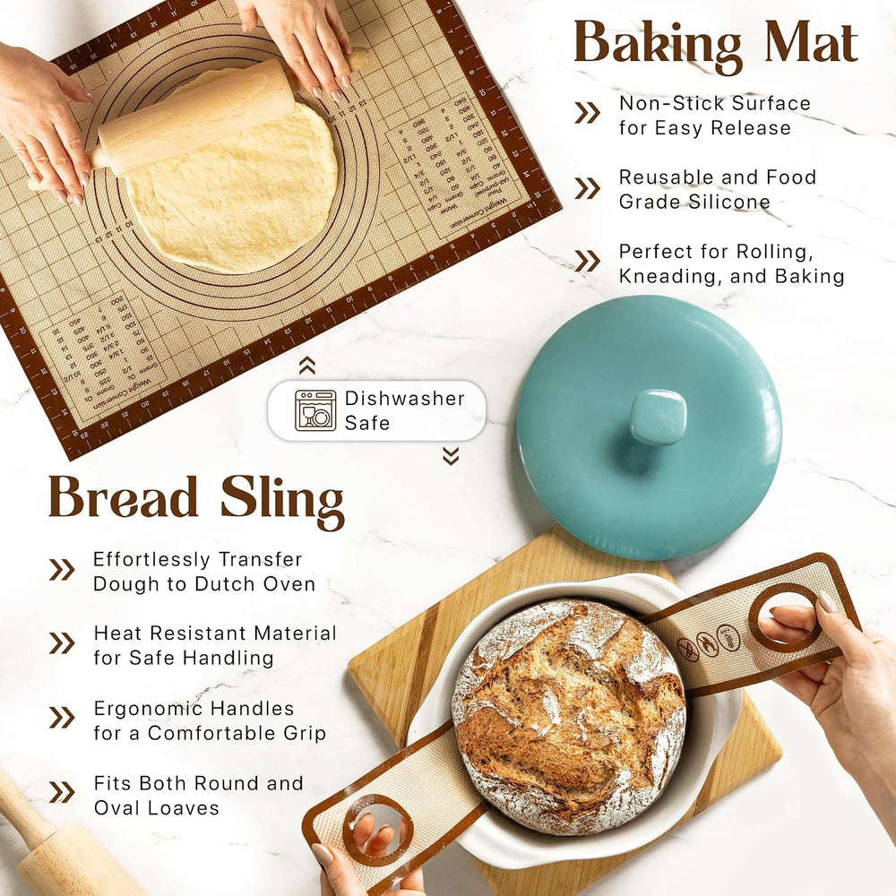 Sourdough Starter Kit with 10" Round & 11" Oval Banneton Proofi...