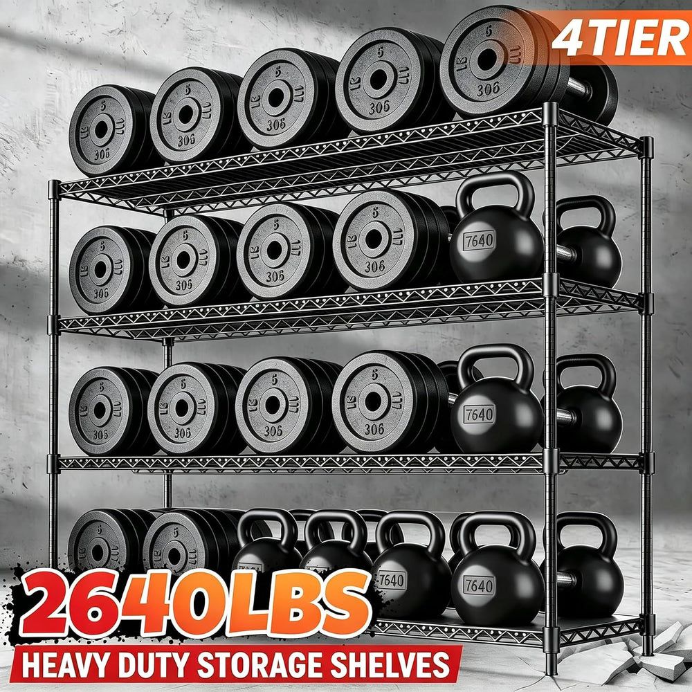 60" W Storage Shelves 2640 LBS Heavy Duty Garage Shelving, Adjustable Wi...