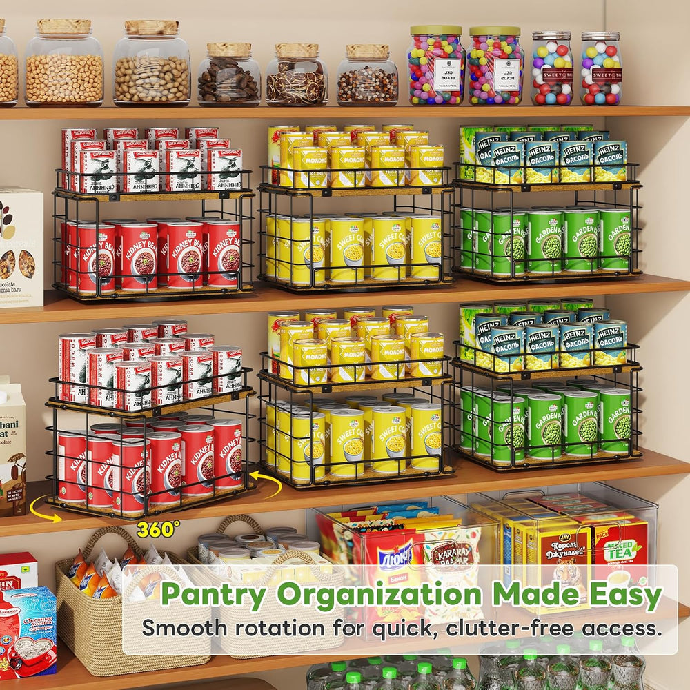 360° Rotating Lazy Susan Can Organizer for Pantry, Holds 26 Cans, Black