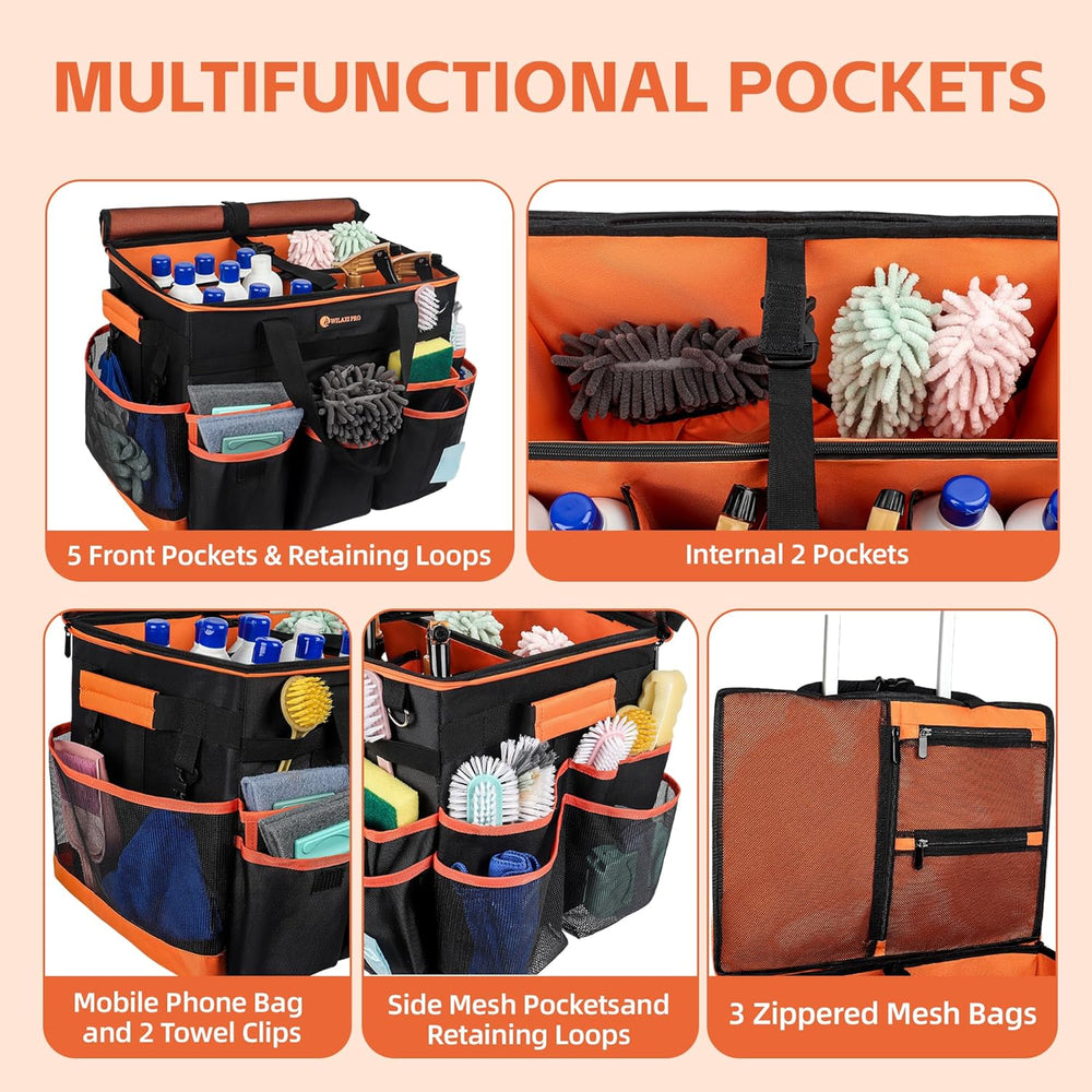 WILAXI PRO Large Rolling Cleaning Caddy with Wheels and Detachable Trolley, ...