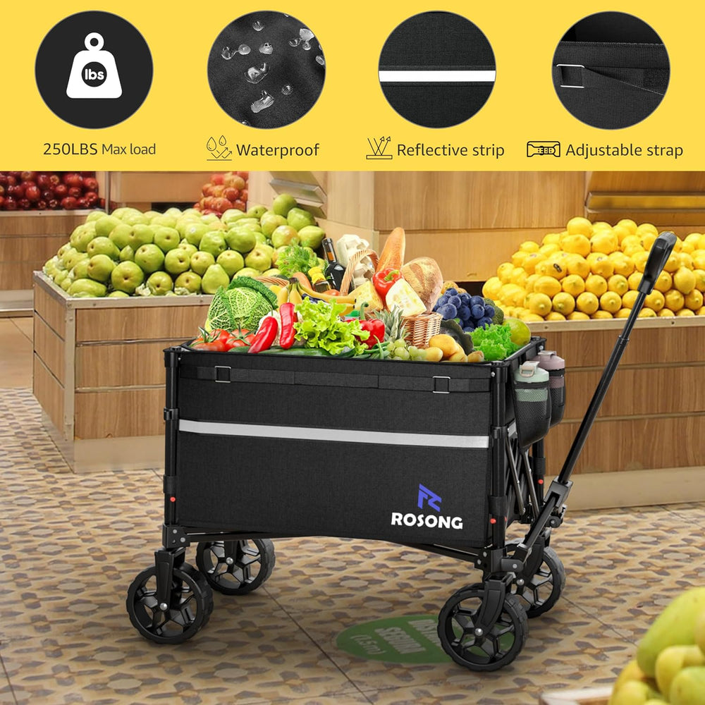 ROSONG Collapsible Wagon Cart with Wheels Foldable - Folding Utility Heavy Du...