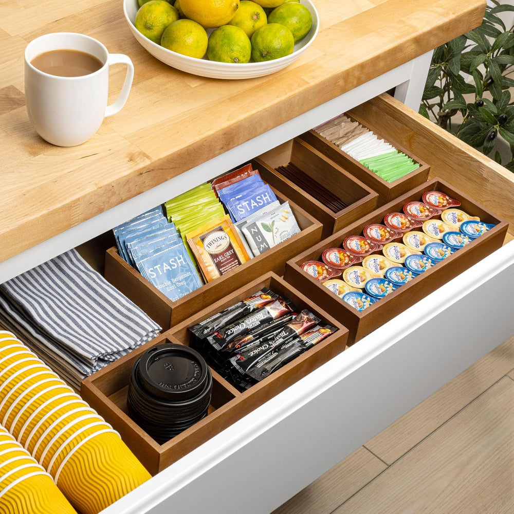 happimess Eldora 5-Piece Handcrafted Bamboo Drawer Organizers, Brown