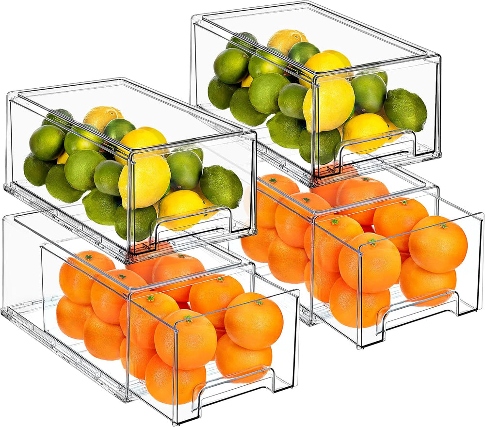 Sorbus Clear Storage Drawers for Refrigerator (Wide + Narrow Deep, 4 Pack)