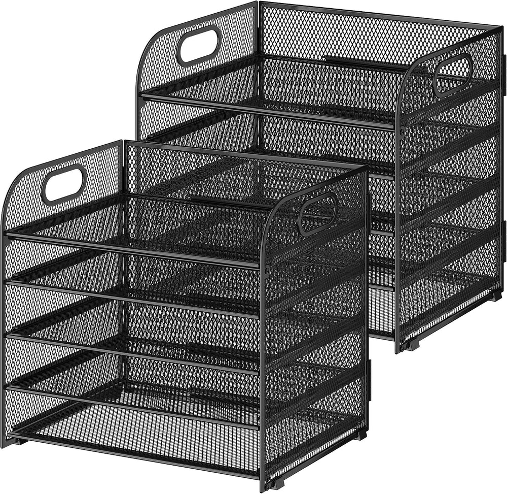 Cawukege 2 Pack 5 Tier Paper Organizer, Letter Tray with Handle, Mesh Desk Or...