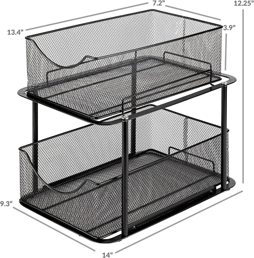 Sorbus Pull-Out Under Sink Organizer, Mesh Construction (Black, 1 Pack)