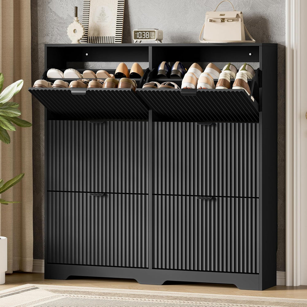 Xixini Shoe Storage Cabinet for Entryway with 6 Flip Drawers, Hidden Slim Woo...