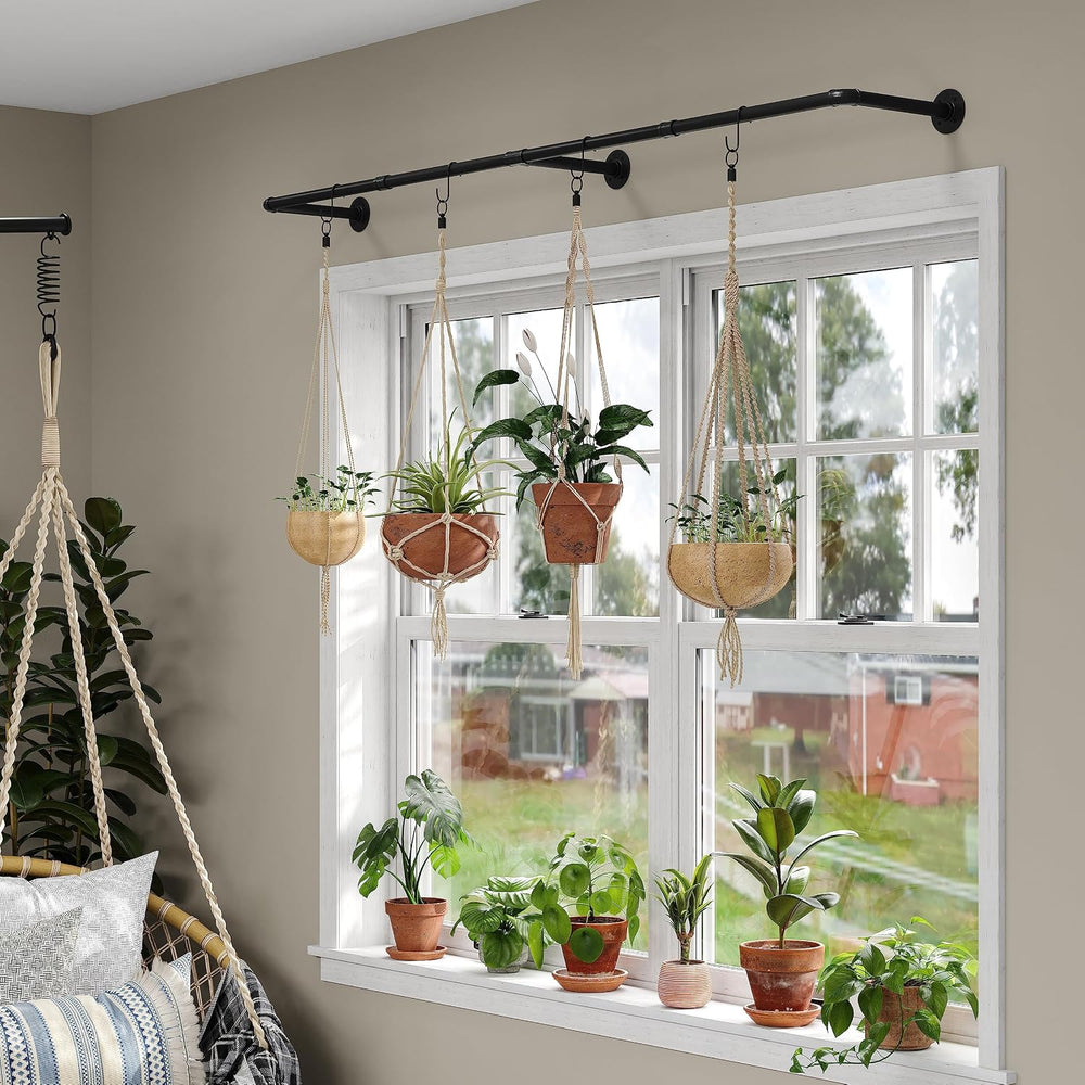 Industrial Pipe Clothes Rack with 3 S-shaped Hooks, 72’'L Wall Mounted Ga...