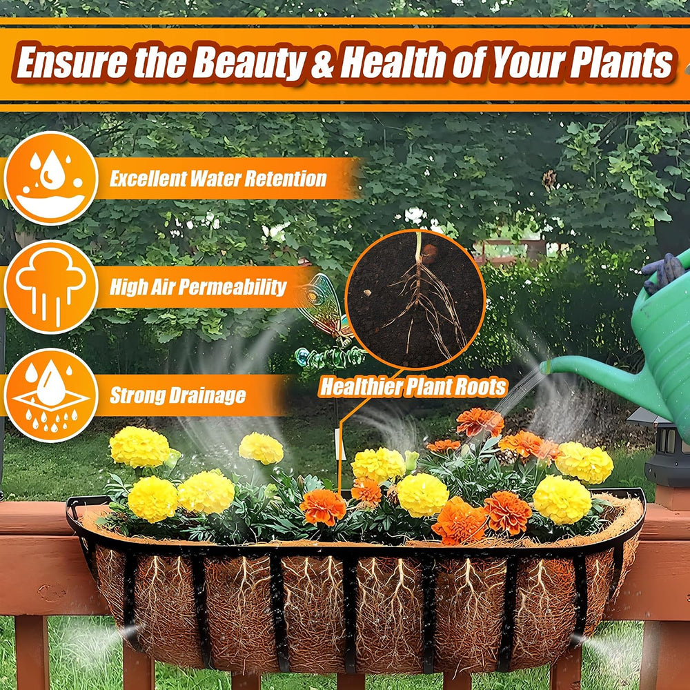 Sinimaka Coco Liners for Planters 48 Inch, 2 Pack Trough Window Box Liners, C...