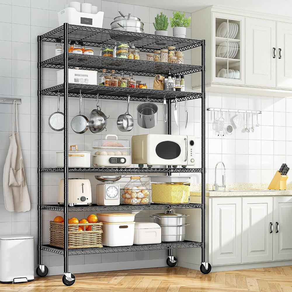 Romorgniz Heavy Duty 6-Tier Rolling Storage Shelves with Wheels for Garage