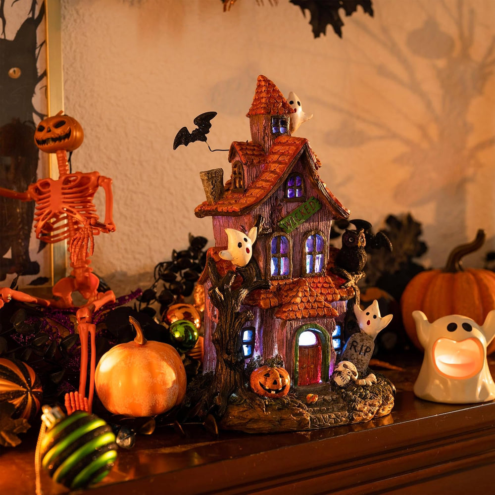 Valery Madelyn Halloween Decorations, Lighted Halloween Village Houses with L...