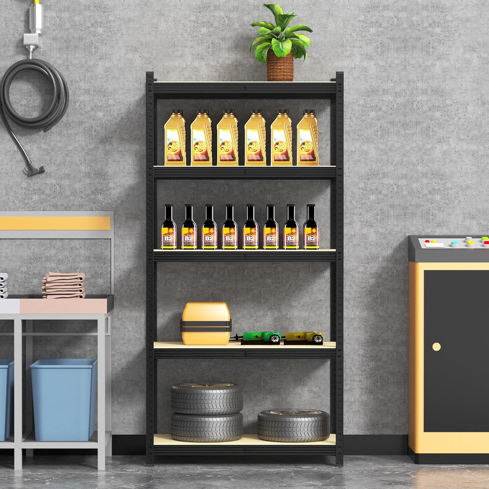 Topeakmart 5 Tier Metal Storage Shelving Unit, 35.5x16x71 Inch Black