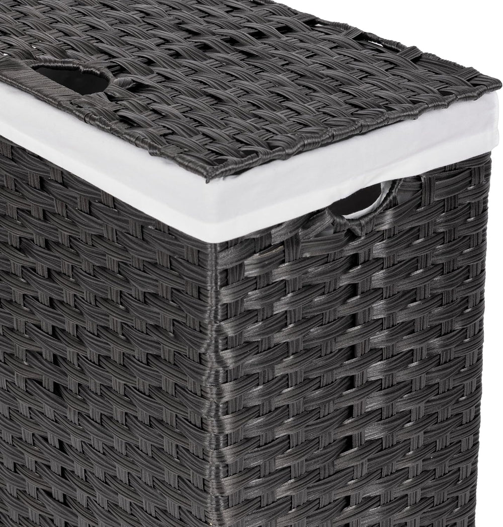 Seville Classics Premium Handwoven Portable Laundry Bin Basket with Carrying ...