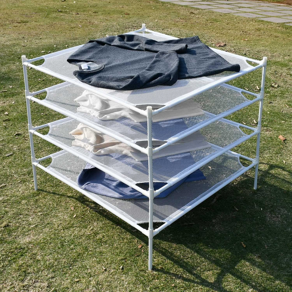 4-Layer Mesh Sweater & Clothes Drying Rack Indoor Outdoor White