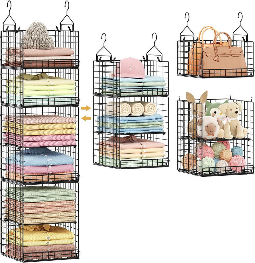 6 Tier Hanging Closet Organizers and Storage Stackable Hanging Closet Shelves...