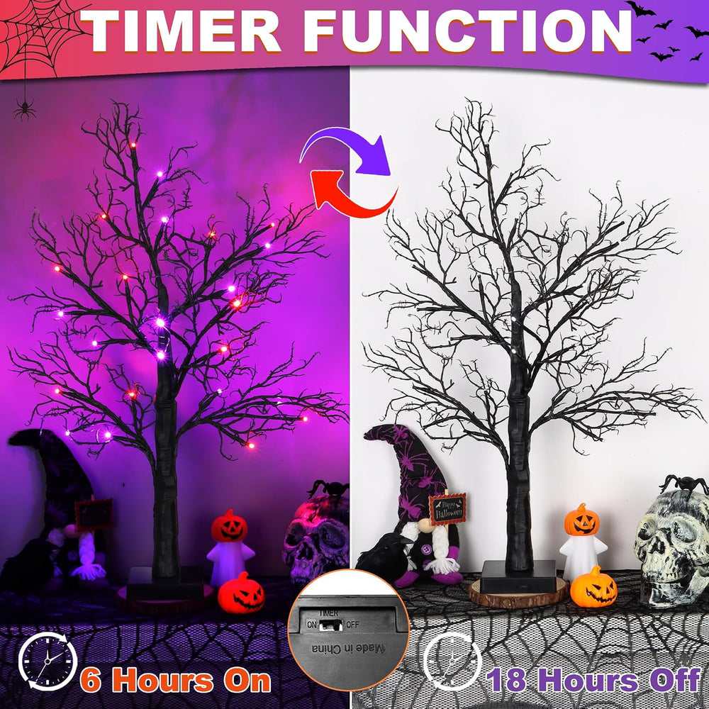 [Timer] 2 Pack Halloween Decorations Indoor, 24 Inch Lighted Black Halloween ...