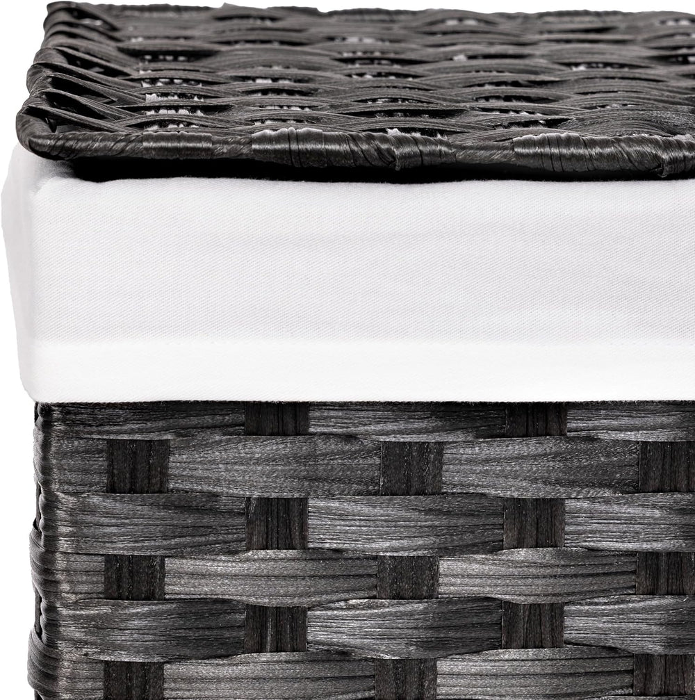 Seville Classics Premium Handwoven Portable Laundry Bin Basket with Carrying ...