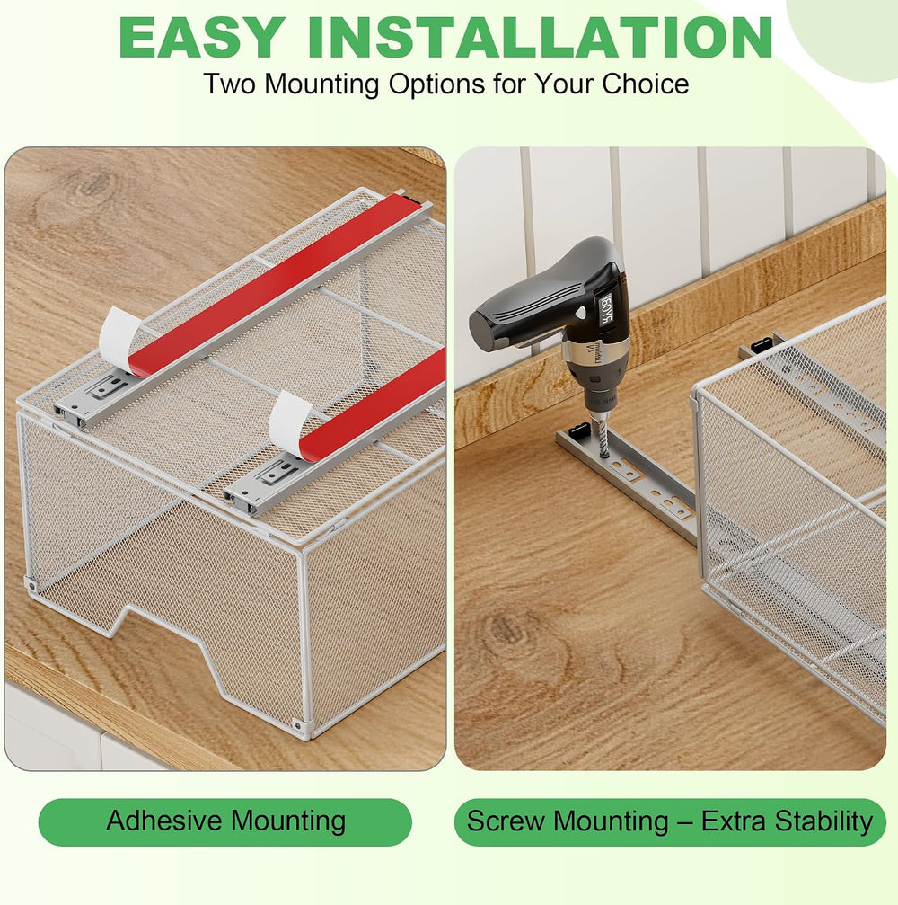 2 Pack Pull out Cabinet Organizer,Slide out Pantry Shelves Drawer Storage