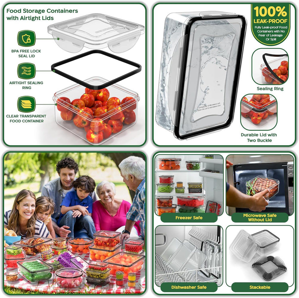 RockBerry 66 Pcs Food Storage Containers with Lids Airtight, Total 19075ML