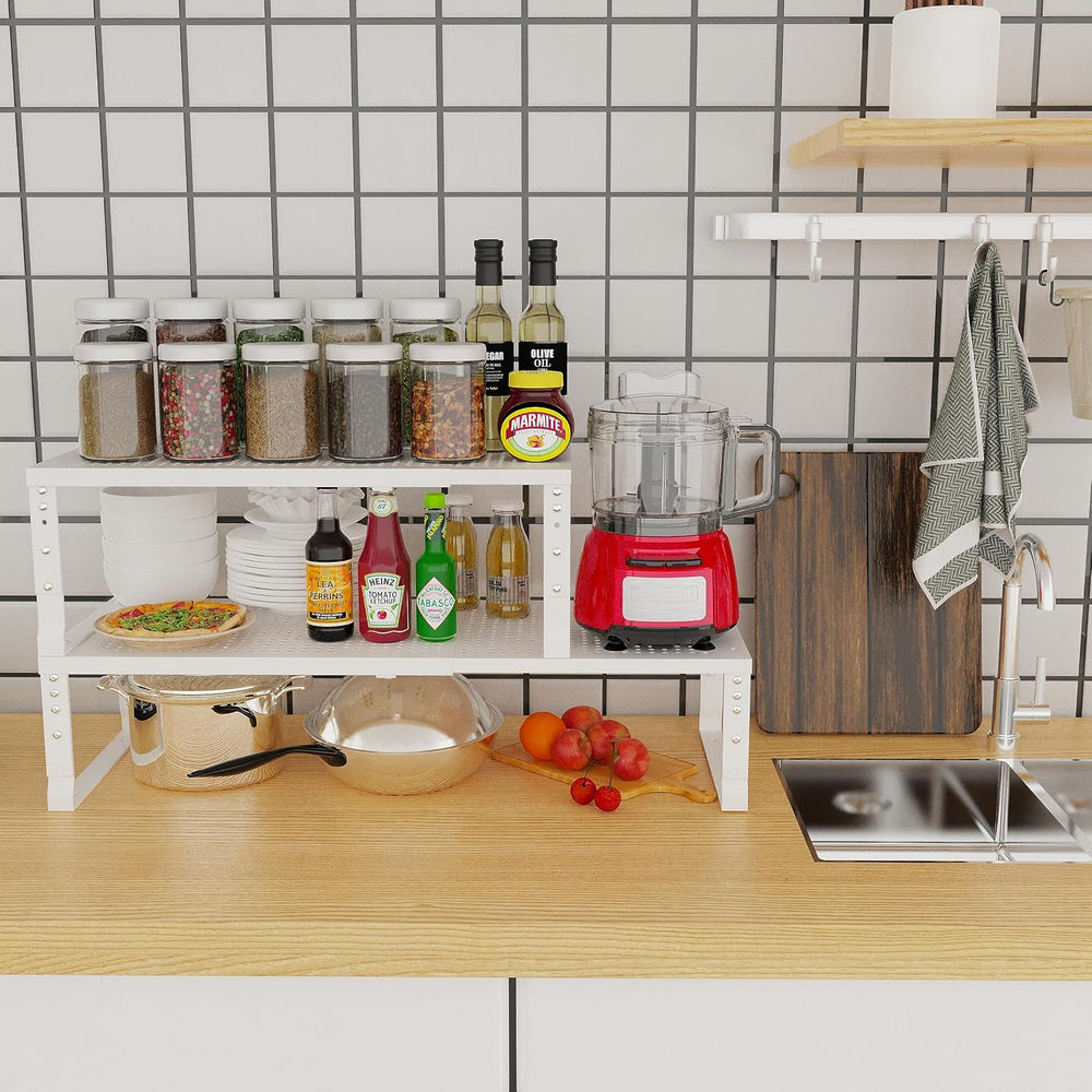 Expandable Adjustable Stackable Kitchen Organizer, Spice Rack,Metal Pantry St...